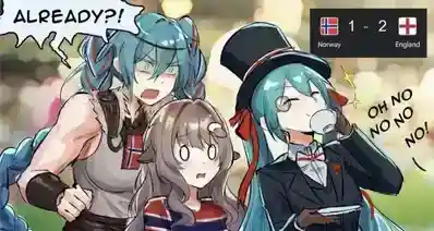 世界杯英格兰战胜挪威后，初音未来来到了英格兰手中